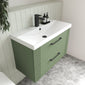 Nuie Deco 800mm Wall Hung 2-Drawer Vanity & Basin 3 - Satin Green - welovecouk