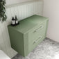 Nuie Deco 800mm Wall Hung 2-Drawer Vanity & Worktop - Satin Green - welovecouk