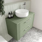 Nuie Deco 800mm Wall Hung 2-Drawer Vanity & Worktop - Satin Green - welovecouk