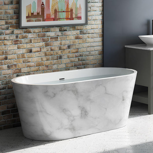 Elementa Freestanding Oval Bath 1695 x 795mm - White Marble