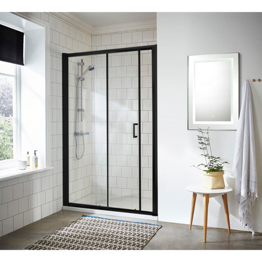  Foundation 1850 x 1100 Sliding Shower Door - Matt Black