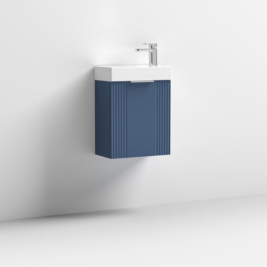  Nuie Deco Compact 400mm Wall Hung Cabinet & Basin - Satin Blue