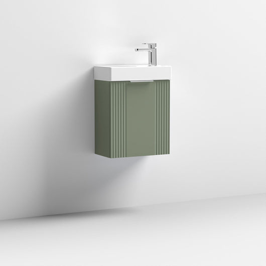  Nuie Deco Compact 400mm Wall Hung Cabinet & Basin - Satin Green