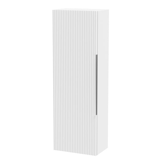  Hudson Reed Fluted 400mm Wall Hung 1-Door Tall Unit - Satin White