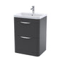 Pride 600mm Floor Standing 2-Drawer Basin Vanity Unit - Soft Black