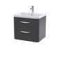 Pride 600mm Wall Hung 2-Drawer Basin Vanity Unit - Soft Black
