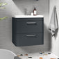 Pride 800mm Wall Hung 2-Drawer Basin Vanity Unit - Soft Black