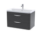 Pride 800mm Wall Hung 2-Drawer Basin Vanity Unit - Soft Black