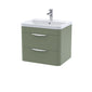 Pride 600mm Wall Hung 2-Drawer Basin Vanity Unit - Satin Green