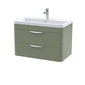 Pride 800mm Wall Hung 2-Drawer Basin Vanity Unit - Satin Green