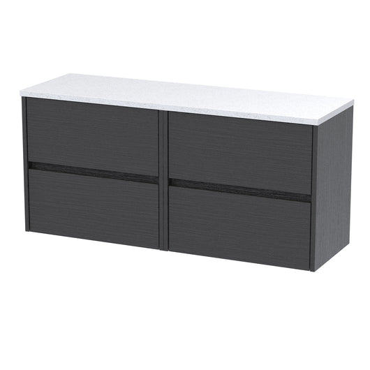  Hudson Reed Havana 1200mm Wall Hung 4 Drawer Unit & Laminate Worktop - Graphite Grey Woodgrain