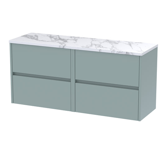  Hudson Reed Havana 1200mm Wall Hung 4 Drawer Unit & Laminate Worktop - Coastal Grey