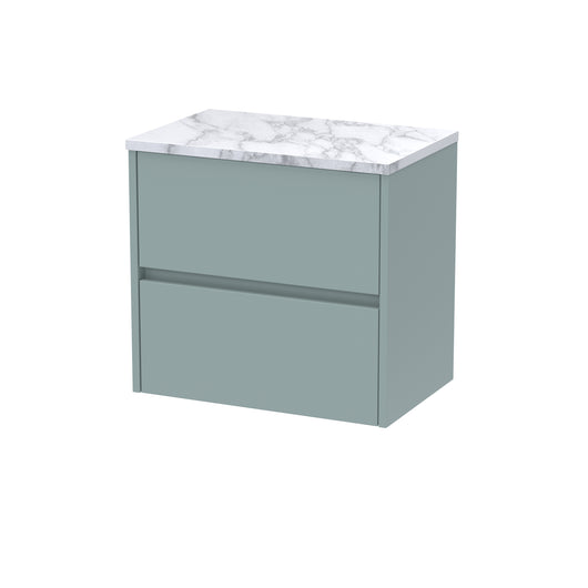  Hudson Reed Havana 600mm Wall Hung 2 Drawer Unit & Laminate Worktop - Coastal Grey