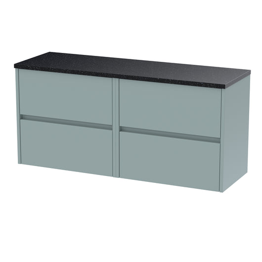  Hudson Reed Havana 1200mm Wall Hung 4 Drawer Unit & Laminate Worktop - Coastal Grey