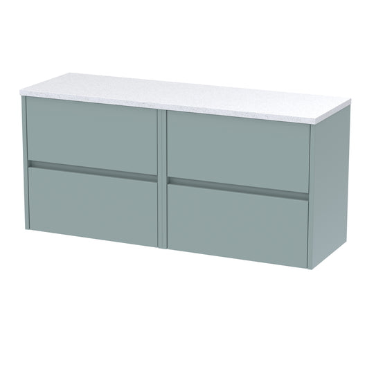  Hudson Reed Havana 1200mm Wall Hung 4 Drawer Unit & Laminate Worktop - Coastal Grey