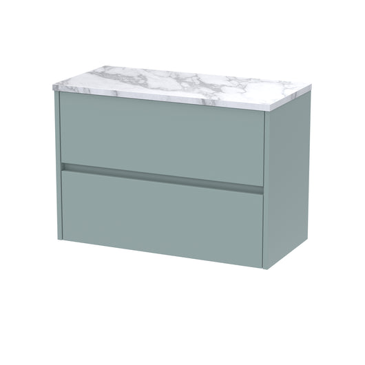  Hudson Reed Havana 800mm Wall Hung 2 Drawer Unit & Laminate Worktop - Coastal Grey