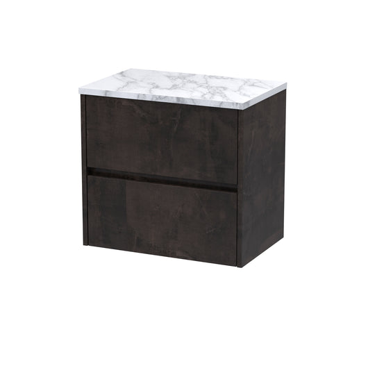  Hudson Reed Havana 600mm Wall Hung 2 Drawer Unit & Laminate Worktop - Metallic Slate