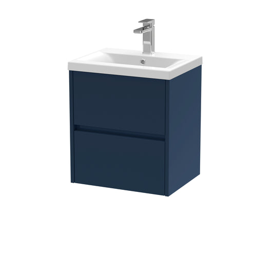  Hudson Reed Havana 500mm Wall Hung 2 Drawer Unit & Basin 1 - Midnight Blue