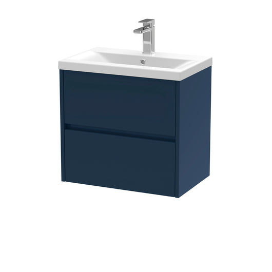  Hudson Reed Havana 600mm Wall Hung 2 Drawer Unit & Basin 1 - Midnight Blue