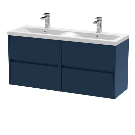  Hudson Reed Havana 1200mm Wall Hung 4-Drawer Unit & Double Basin - Midnight Blue