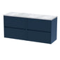 Hudson Reed Havana 1200mm Wall Hung 4 Drawer Unit & Laminate Worktop - Midnight Blue