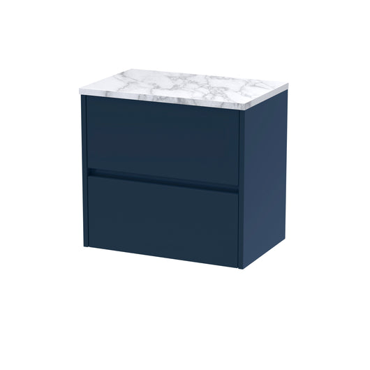  Hudson Reed Havana 600mm Wall Hung 2 Drawer Unit & Laminate Worktop - Midnight Blue