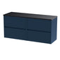 Hudson Reed Havana 1200mm Wall Hung 4 Drawer Unit & Laminate Worktop - Midnight Blue