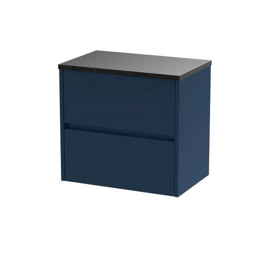  Hudson Reed Havana 600mm Wall Hung 2 Drawer Unit & Laminate Worktop - Midnight Blue