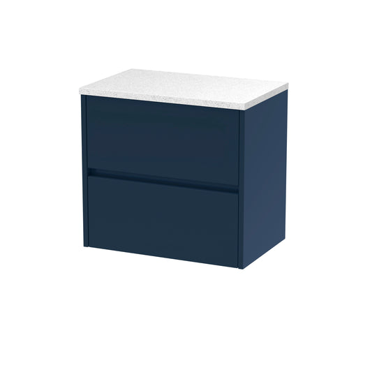  Hudson Reed Havana 600mm Wall Hung 2 Drawer Unit & Laminate Worktop - Midnight Blue