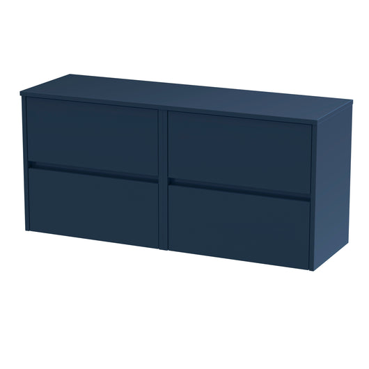  Hudson Reed Havana 1200mm Wall Hung 4 Drawer Unit & Laminate Worktop - Midnight Blue