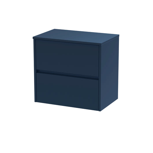  Hudson Reed Havana 600mm Wall Hung 2 Drawer Unit & Laminate Worktop - Midnight Blue