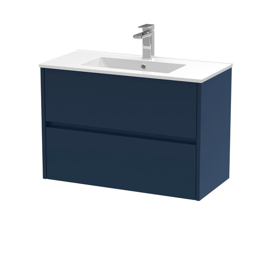  Hudson Reed Havana 800mm Wall Hung 2-Drawer Unit & Basin 2 - Midnight Blue