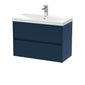 Hudson Reed Havana 800mm Wall Hung 2-Drawer Unit & Basin 3 - Midnight Blue