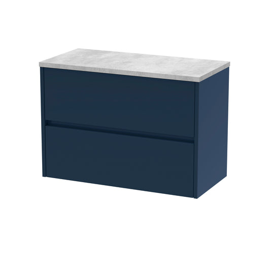  Hudson Reed Havana 800mm Wall Hung 2 Drawer Unit & Laminate Worktop - Midnight Blue