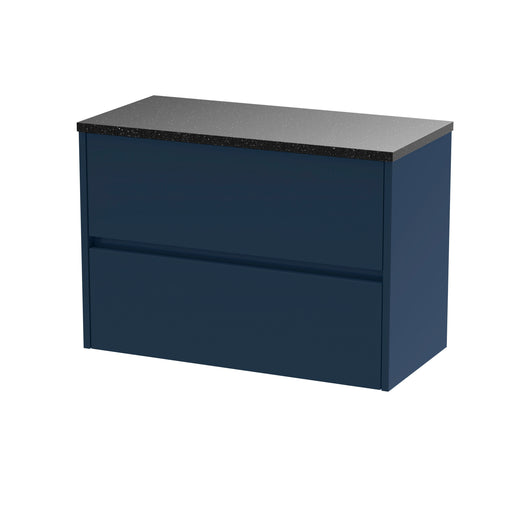  Hudson Reed Havana 800mm Wall Hung 2 Drawer Unit & Laminate Worktop - Midnight Blue