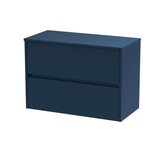  Hudson Reed Havana 800mm Wall Hung 2 Drawer Unit & Laminate Worktop - Midnight Blue