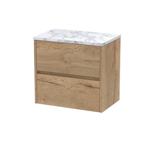  Hudson Reed Havana 600mm Wall Hung 2 Drawer Unit & Laminate Worktop - Autumn Oak