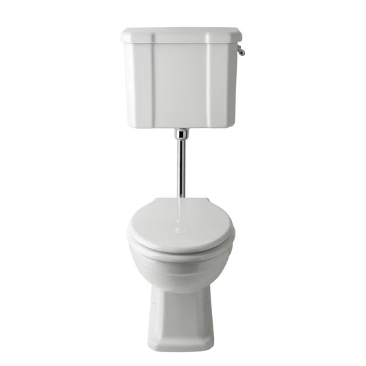  Huxton Traditional Low Level Toilet With Cistern & Flush Pipe - Chrome - welovecouk