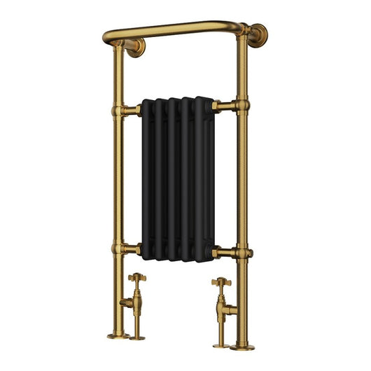  Traditional Brass & Black Towel Rail 5 Column - 498 x 940mm