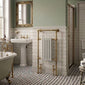 Traditional Brass & White Towel Rail 5 Column - 498 x 940mm