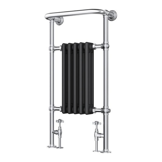  Traditional Chrome & Black Towel Rail 5 Column - 498 x 940mm