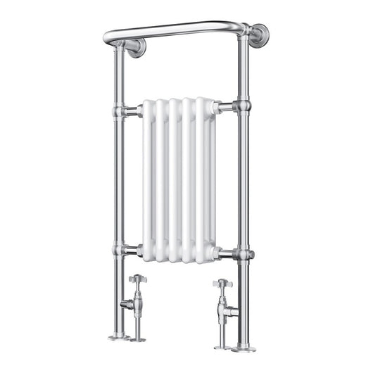  Traditional Chrome & White Towel Rail 5 Column - 498 x 940mm
