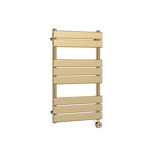 Electric Square Flat Towel Radiator 840x500 - Brushed Brass | welovecouk