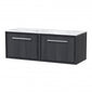 Hudson Reed Lille 1200mm Wall Hung 2-Drawer Vanity Unit - Graphite Grey Woodgrain