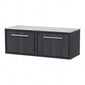 Hudson Reed Lille 1200mm Wall Hung 2-Drawer Vanity Unit - Graphite Grey Woodgrain