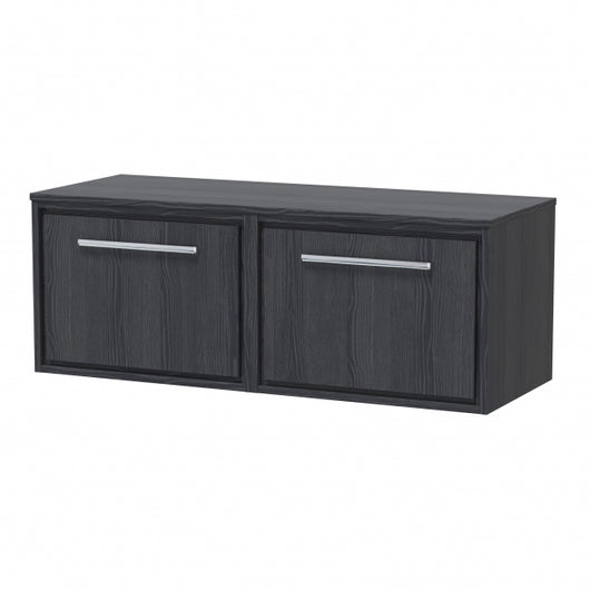  Hudson Reed Lille 1200mm Wall Hung 2-Drawer Vanity Unit - Graphite Grey Woodgrain