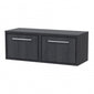 Hudson Reed Lille 1200mm Wall Hung 2-Drawer Vanity Unit - Graphite Grey Woodgrain