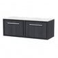 Hudson Reed Lille 1200mm Wall Hung 2-Drawer Vanity Unit - Graphite Grey Woodgrain