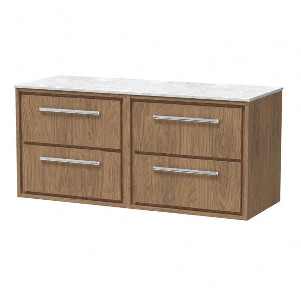 Hudson Reed Lille 1200mm Wall Hung 4-Drawer Vanity Unit - Antique Oak ...