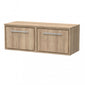 Hudson Reed Lille 1200mm Wall Hung 2-Drawer Vanity Unit - Bleach Oak